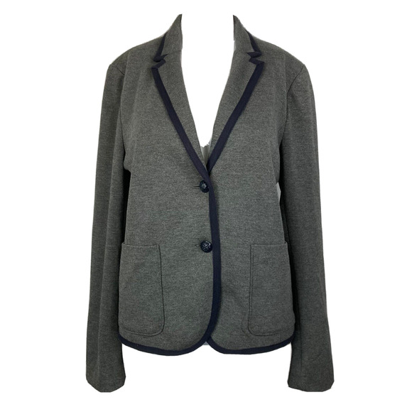 Gap Blazer Womens Sz 8 Gray The Academy Knit Stretch Collared‎ Pockets Jacket - Picture 1 of 10